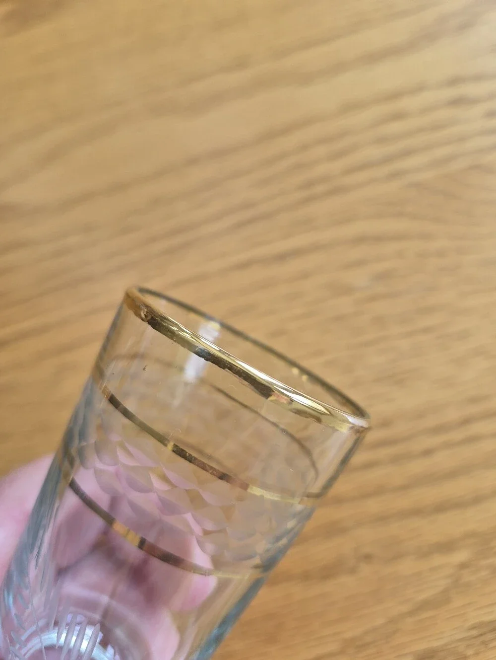 Vtg 1960 Etched Glass Juice Glasses Set of 6 Gold Rim Wheat Pattern Tumblers 4oz